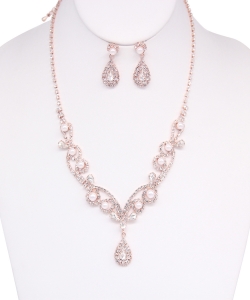 Crystal Necklace with Earrings NB810017 ROSEGOLD
